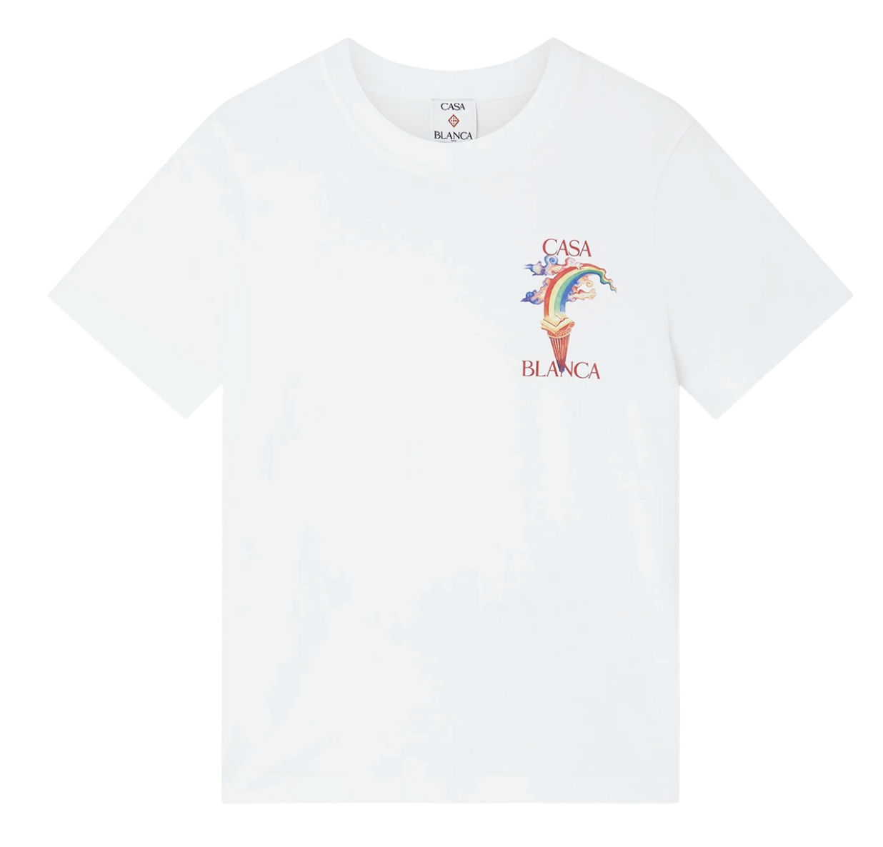 White Nature's Teacher t-shirt featuring seasonal artwork and organic cotton fabric, crafted by CASA BLANCA.