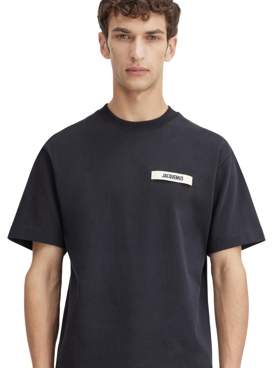 Men's relaxed fit Gros Grain t-shirt in organic cotton with embroidered logo. Model wears size M.
