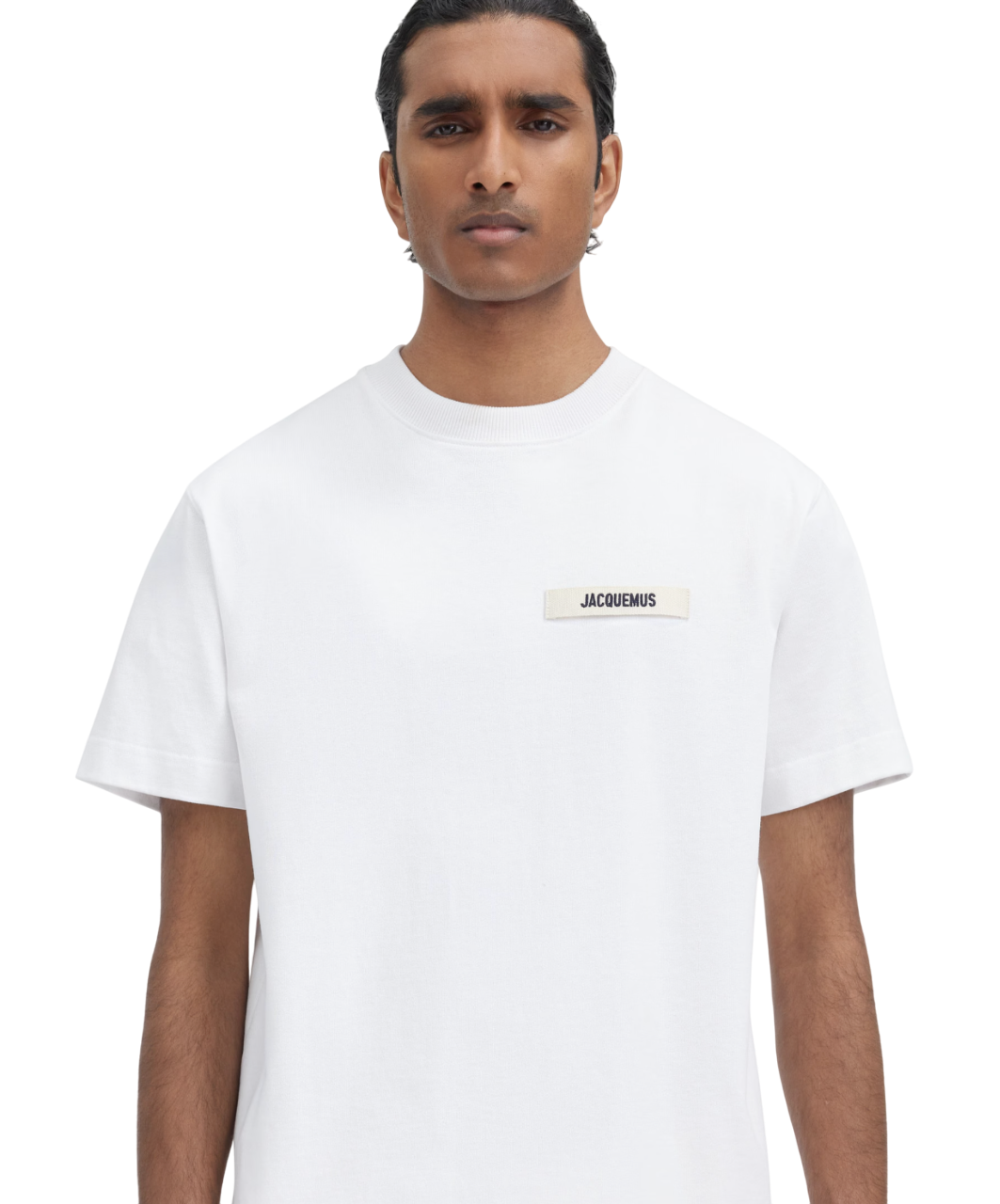 Men's relaxed fit Gros Grain t-shirt in white with embroidered logo, made from organic cotton.