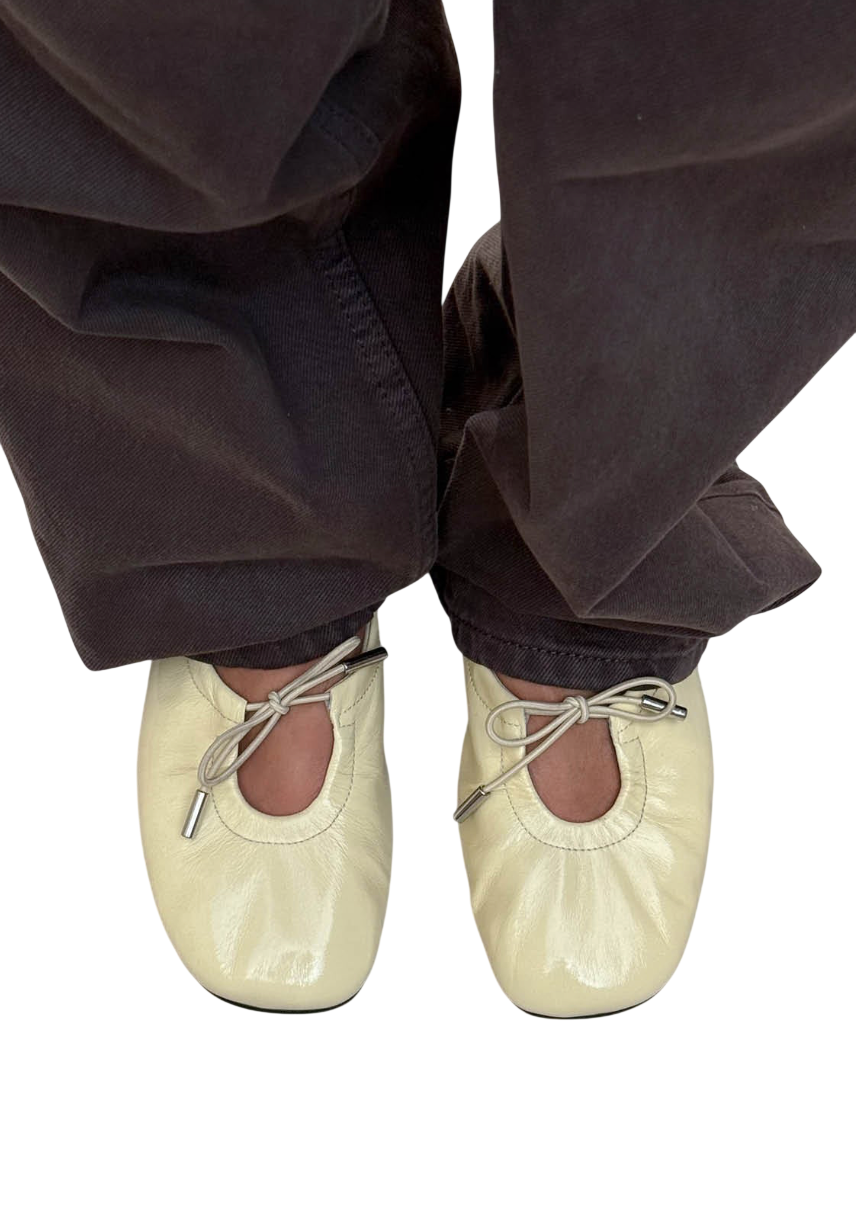 ROSALIND PATENT VANILLA LEATHER BALLET FLATS