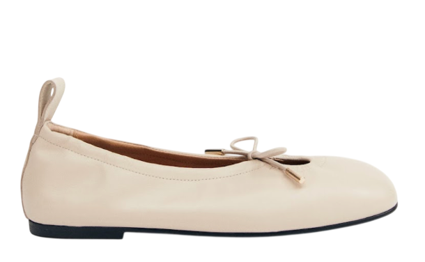 ROSALIND CREAM LEATHER BALLET FLATS