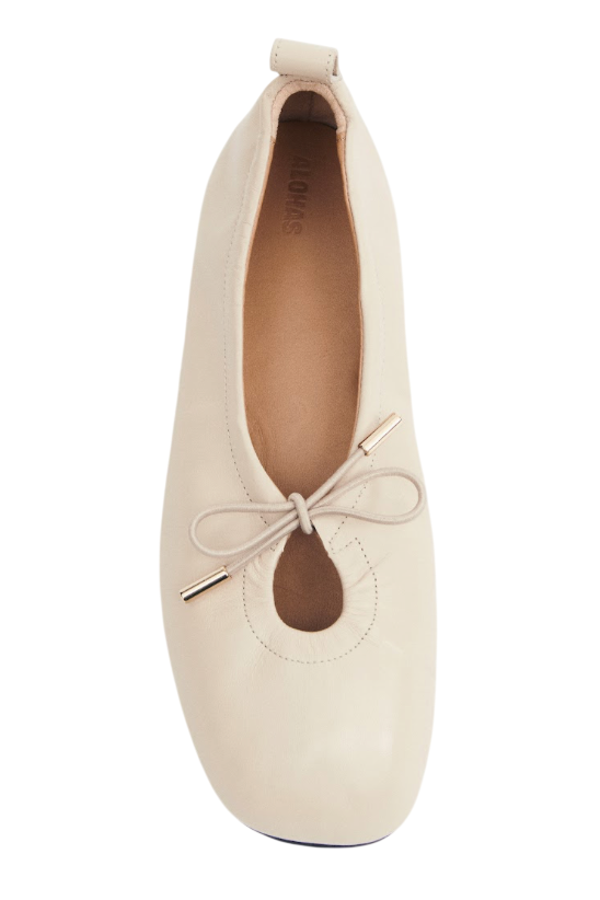 ROSALIND CREAM LEATHER BALLET FLATS
