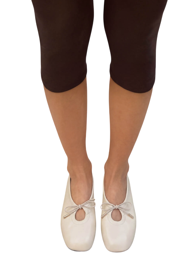 ROSALIND CREAM LEATHER BALLET FLATS