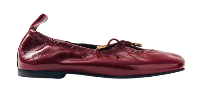 ROSALIND BURGUNDY PATENT LEATHER BALLET FLATS
